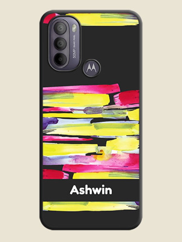 Custom Brush Coloured on Space Black Personalized Soft Matte Phone Covers - Moto G31