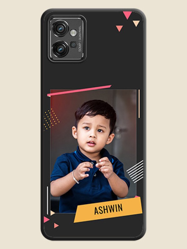 Custom Photo Frame with Triangle Small Dots on Photo on Space Black Soft Matte Back Cover - Motorola Moto G32
