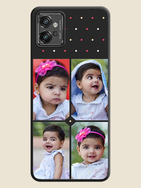 Custom Multicolor Dotted Pattern with 4 Image Holder on Space Black Custom Soft Matte Phone Cases - Motorola Moto G32