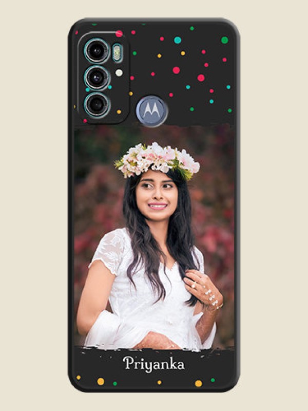 Custom Multicolor Dotted Pattern with Text on Space Black Custom Soft Matte Phone Back Cover - Motorola Moto G40 Fusion