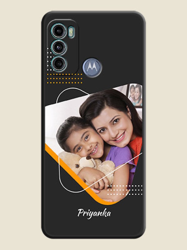 Custom Yellow Triangle on Photo on Space Black Soft Matte Phone Cover - Motorola Moto G40 Fusion