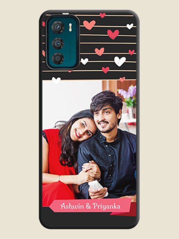 Custom Love Pattern with Name on Pink Ribbon  on Photo on Space Black Soft Matte Back Cover - Motorola Moto G42