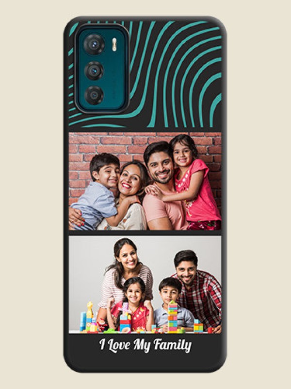 Custom Wave Pattern with 2 Image Holder on Space Black Personalized Soft Matte Phone Covers - Motorola Moto G42