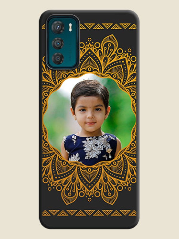 Custom Round Image with Floral Design on Photo on Space Black Soft Matte Mobile Cover - Motorola Moto G42