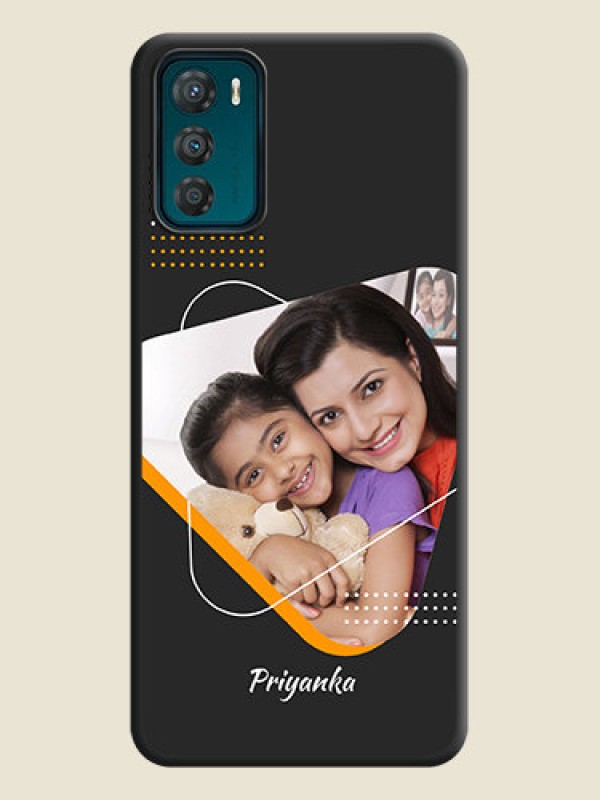 Custom Yellow Triangle on Photo on Space Black Soft Matte Phone Cover - Motorola Moto G42