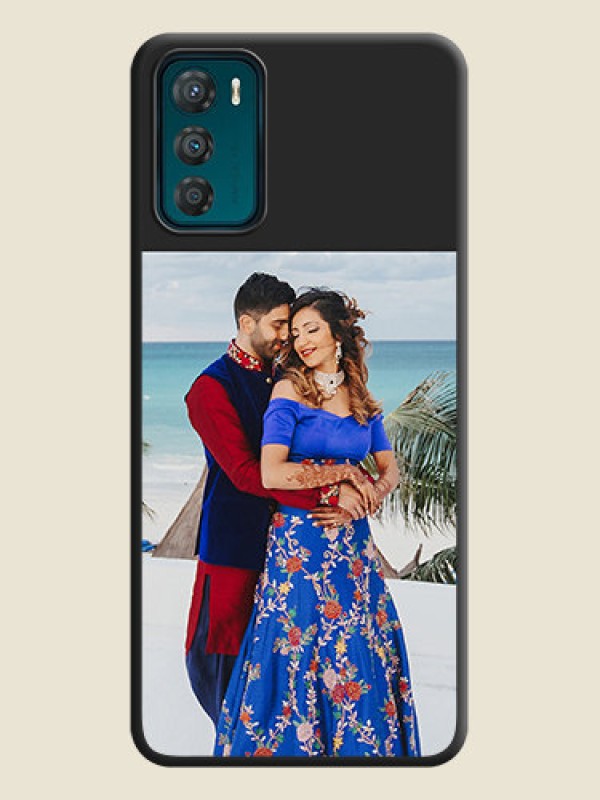 Custom Image Upload With Space Black Color On Custom Soft Matte Mobile Back Cover - Motorola Moto G42