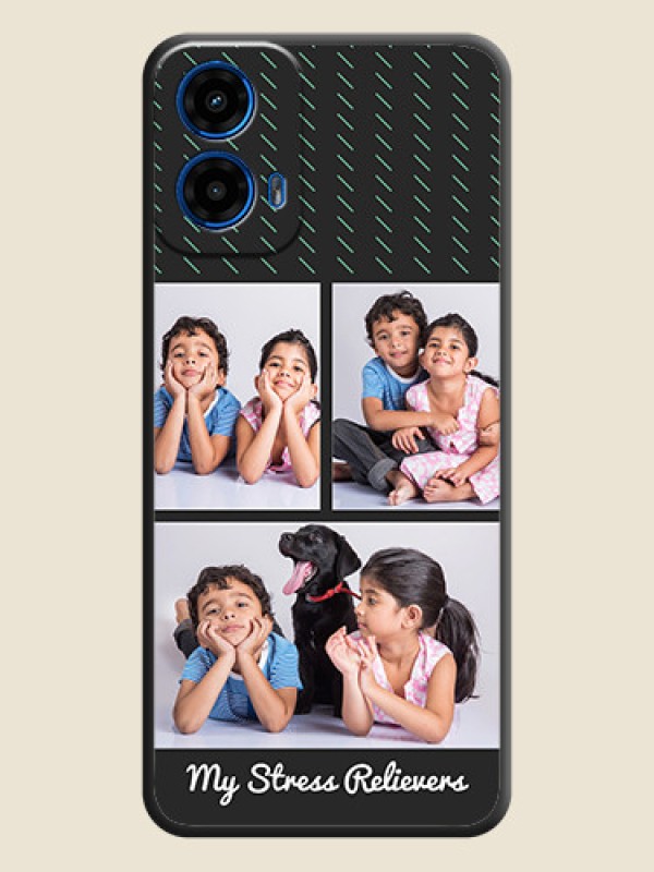 Custom Cross Dotted Pattern with 2 Image Holder On Space Black Custom Soft Matte Mobile Back Cover - Motorola Moto G45 5G