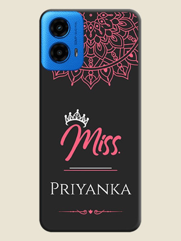 Custom Mrs Name with Floral Design On Space Black Custom Soft Matte Mobile Back Cover - Motorola Moto G45 5G
