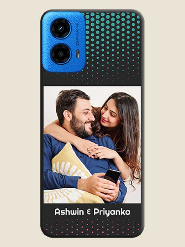 Custom Faded Dots with Grunge Photo Frame and Text On Space Black Custom Soft Matte Mobile Back Cover - Motorola Moto G45 5G