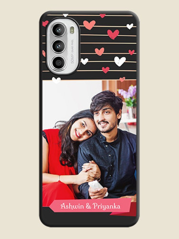 Custom Love Pattern with Name on Pink Ribbon  on Photo on Space Black Soft Matte Back Cover - Moto G52