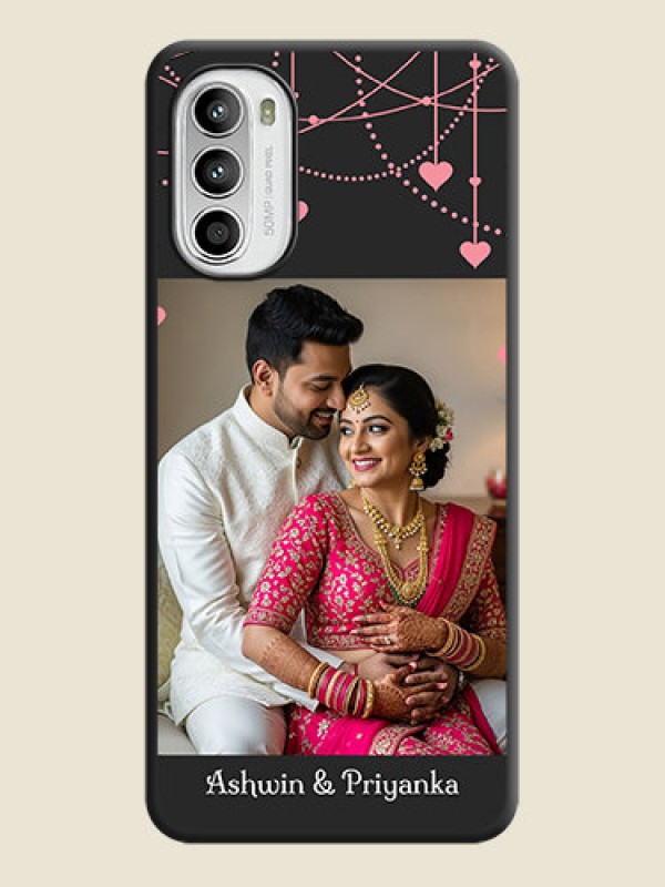 Custom Pink Love Hangings with Text on Space Black Custom Soft Matte Back Cover - Moto G52