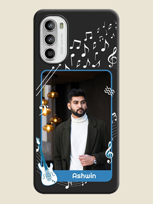 Custom Musical Theme Design with Text on Photo on Space Black Soft Matte Mobile Case - Moto G52
