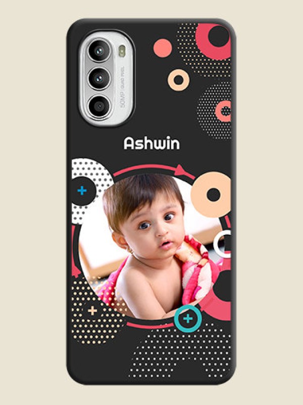 Custom Multicoloured Round Image on Personalised Space Black Soft Matte Cases - Moto G52
