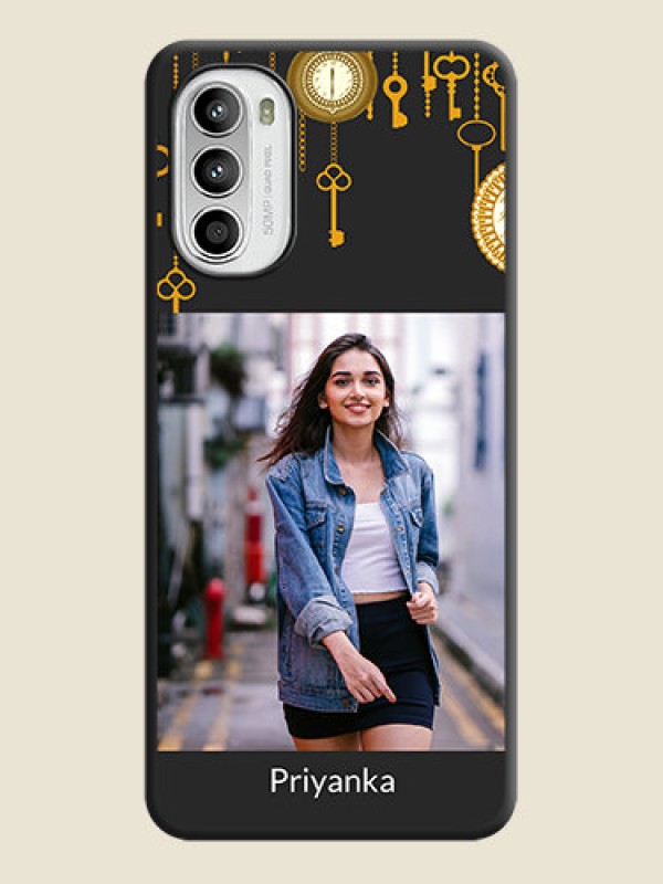 Custom Decorative Design with Text on Space Black Custom Soft Matte Back Cover - Moto G52