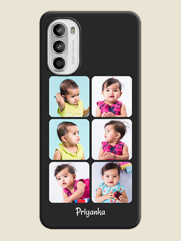 Custom Floral Art with 6 Image Holder on Photo on Space Black Soft Matte Mobile Case - Moto G52