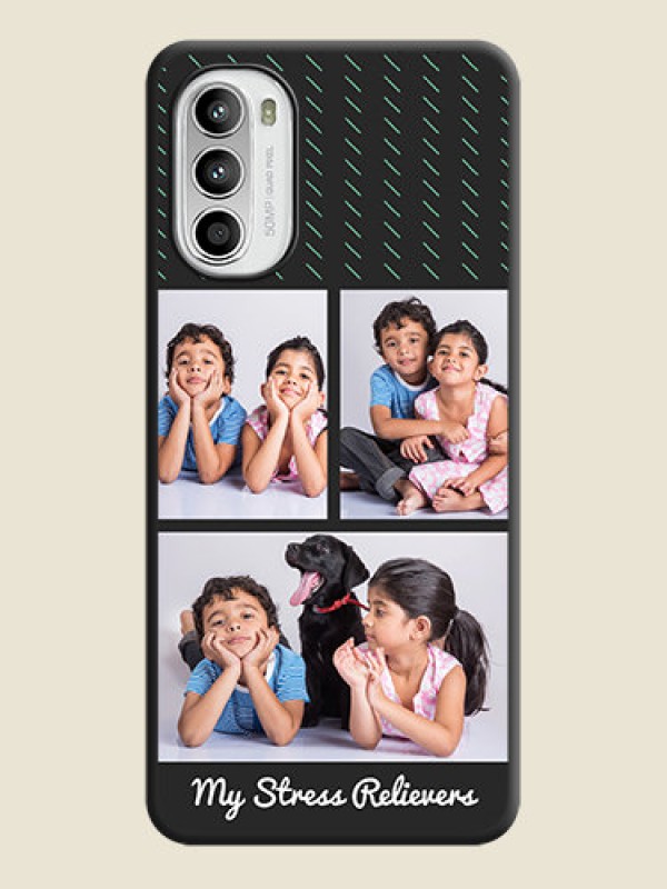 Custom Cross Dotted Pattern with 2 Image Holder  on Personalised Space Black Soft Matte Cases - Moto G52