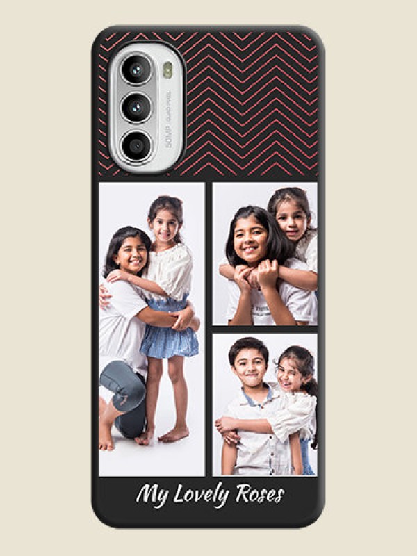 Custom Wave Pattern with 3 Image Holder on Space Black Custom Soft Matte Back Cover - Moto G52
