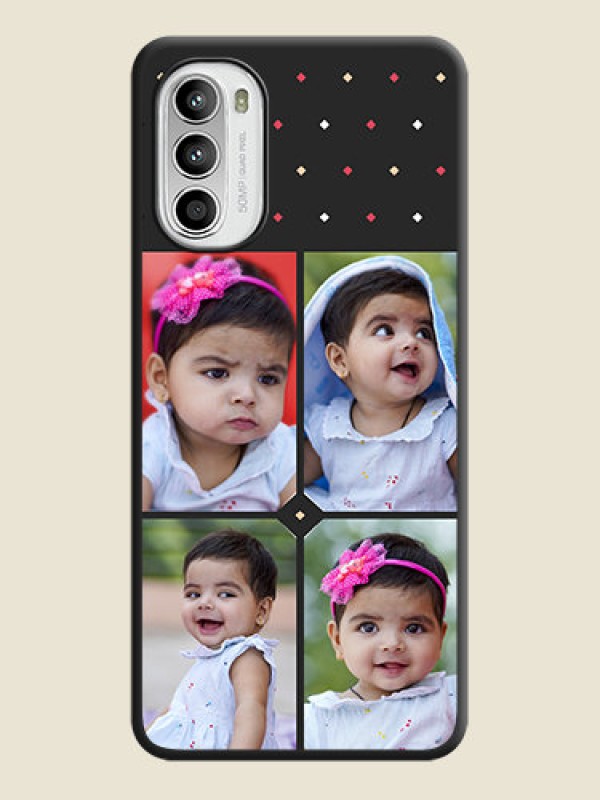 Custom Multicolor Dotted Pattern with 4 Image Holder on Space Black Custom Soft Matte Phone Cases - Moto G52
