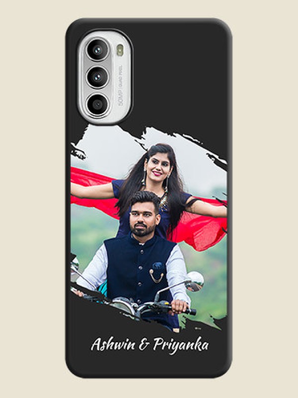 Custom Grunge Brush Strokes on Photo on Space Black Soft Matte Back Cover - Moto G52