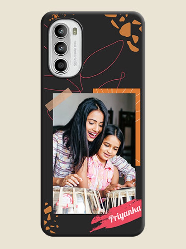 Custom Orange Photo Frame on Space Black Custom Soft Matte Phone Back Cover - Moto G52
