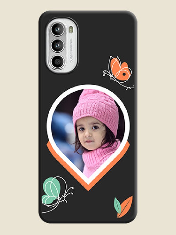 Custom Upload Pic With Simple Butterly Design On Space Black Personalized Soft Matte Phone Covers -Motorola Moto G52