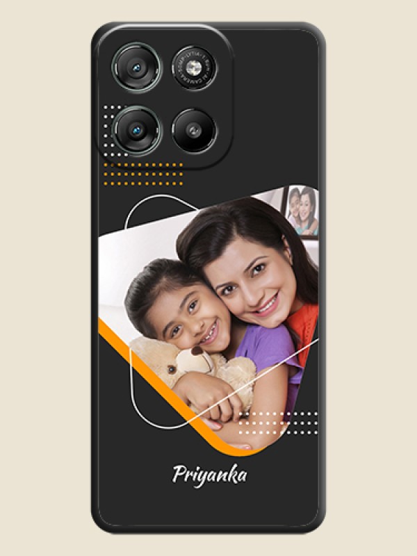 Custom Yellow Triangle on Photo On Space Black Custom Soft Matte Mobile Back Cover - Motorola Moto G57 Power