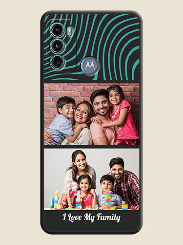 Custom Wave Pattern with 2 Image Holder on Space Black Personalized Soft Matte Phone Covers - Motorola Moto G60