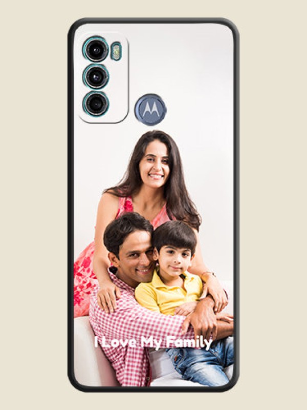 Custom Full Single Pic Upload With Text On Space Black Personalized Soft Matte Phone Covers -Motorola Moto G60