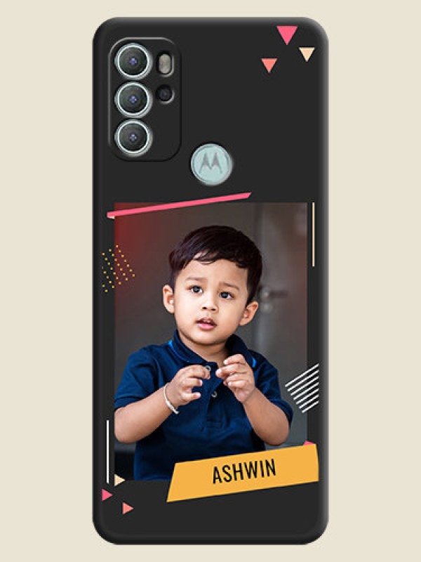 Custom Photo Frame with Triangle Small Dots on Photo on Space Black Soft Matte Back Cover - Moto G60s