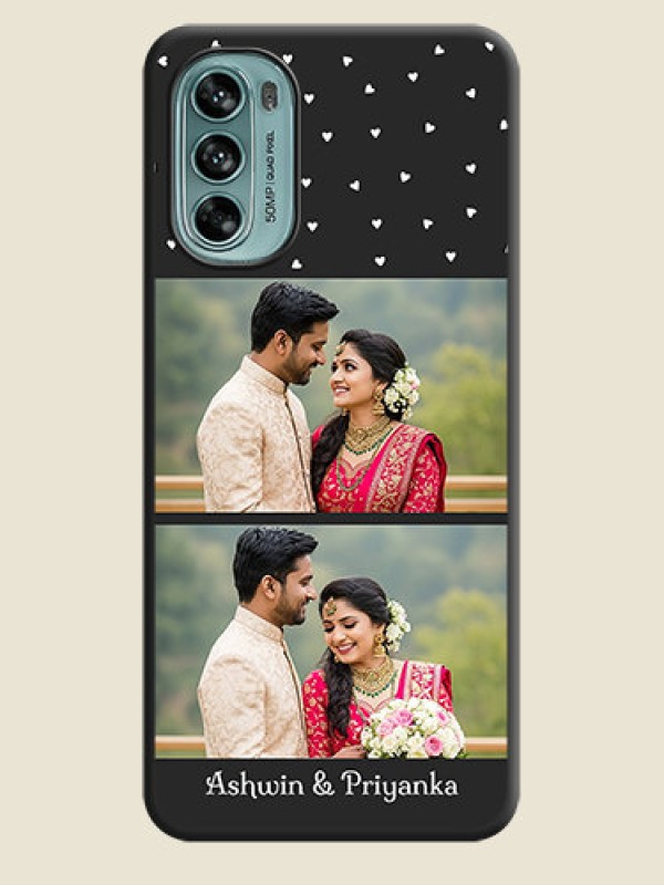 Custom Miniature Love Symbols with Name on Space Black Custom Soft Matte Back Cover - Moto G62