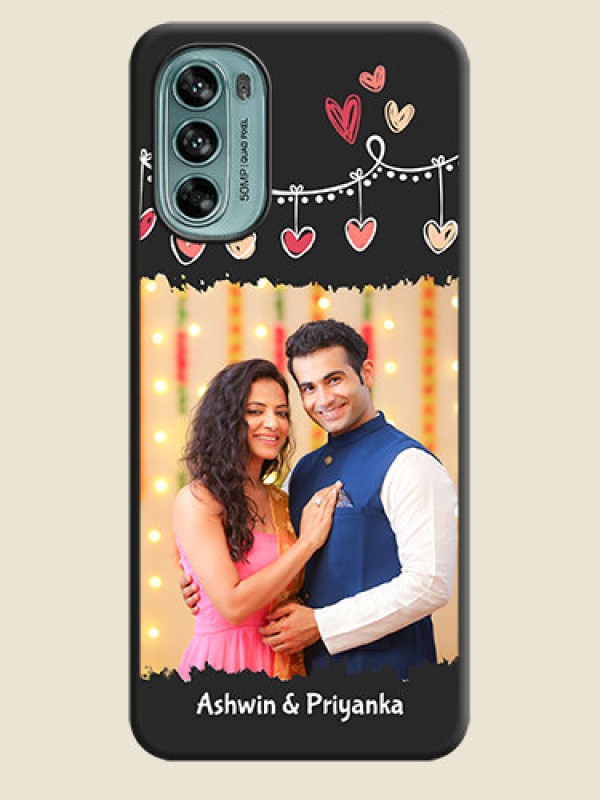 Custom Pink Love Hangings with Name on Space Black Custom Soft Matte Phone Cases - Moto G62