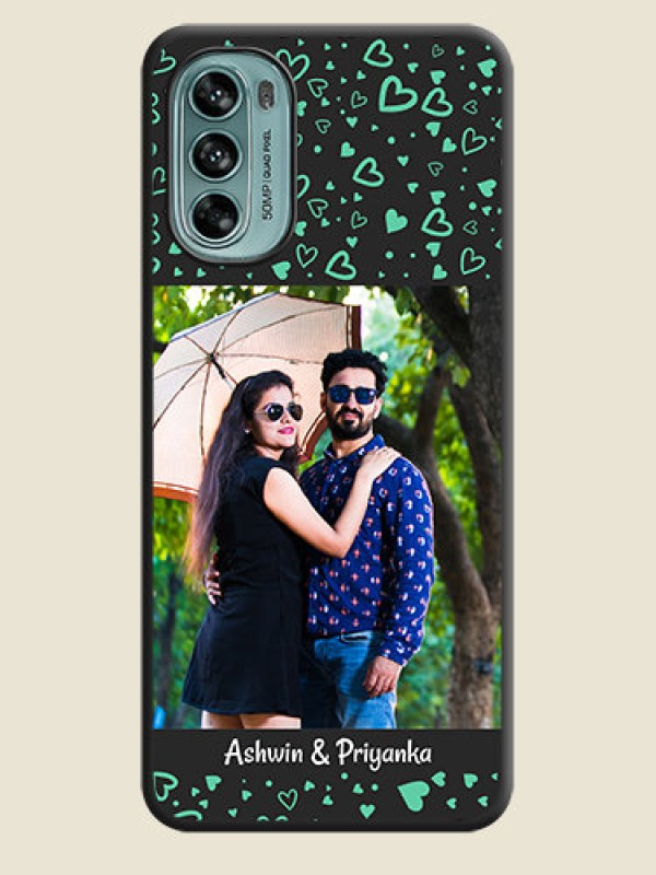Custom Sea Green Indefinite Love Pattern on Photo on Space Black Soft Matte Mobile Cover - Moto G62