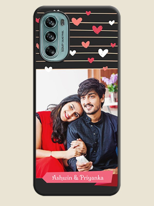 Custom Love Pattern with Name on Pink Ribbon  on Photo on Space Black Soft Matte Back Cover - Moto G62