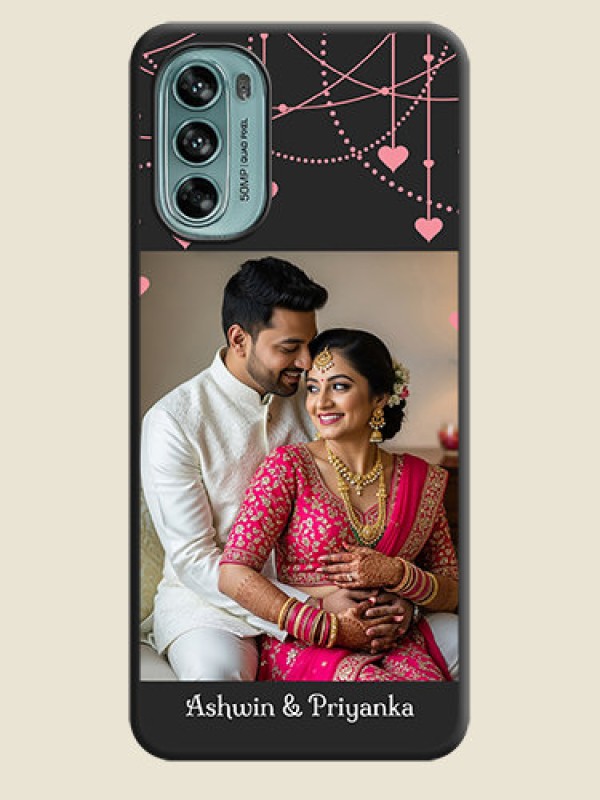 Custom Pink Love Hangings with Text on Space Black Custom Soft Matte Back Cover - Moto G62