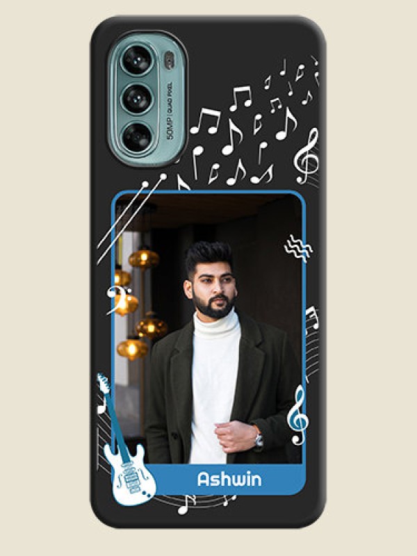 Custom Musical Theme Design with Text on Photo on Space Black Soft Matte Mobile Case - Moto G62