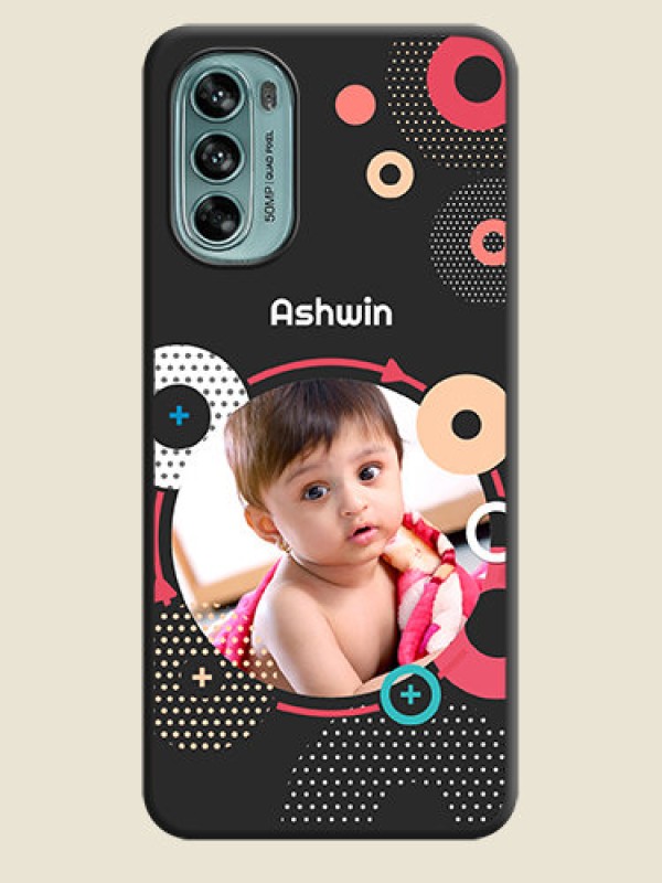 Custom Multicoloured Round Image on Personalised Space Black Soft Matte Cases - Moto G62