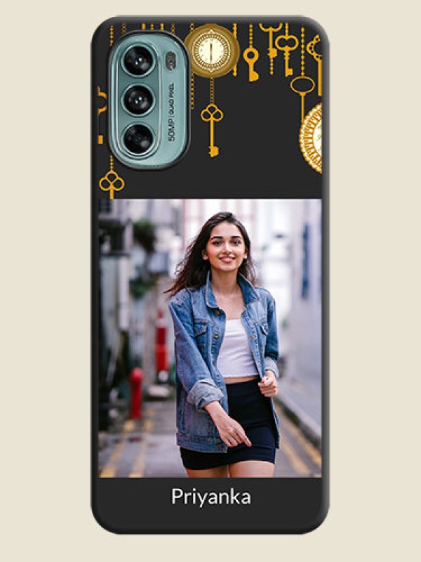 Custom Decorative Design with Text on Space Black Custom Soft Matte Back Cover - Moto G62