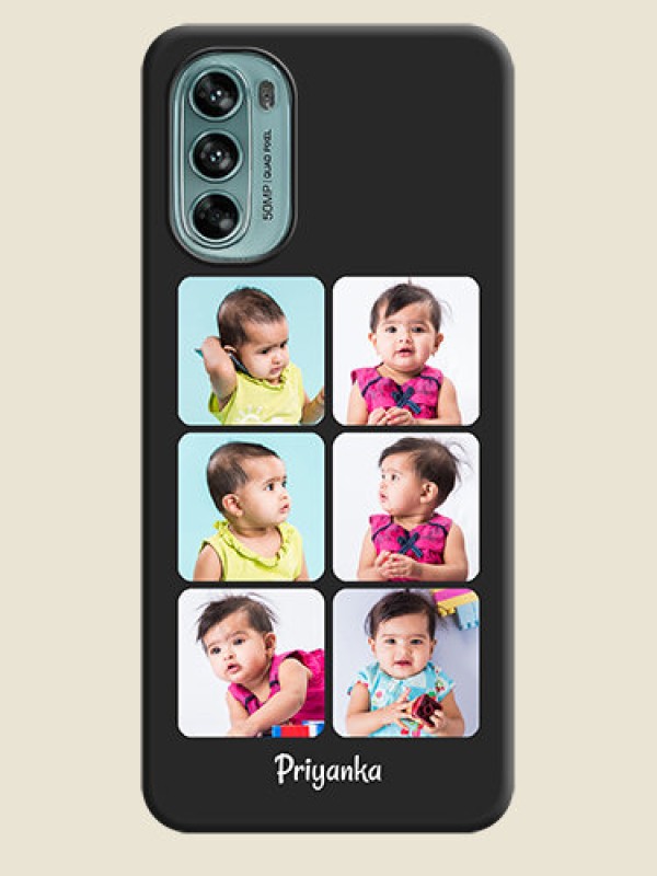 Custom Floral Art with 6 Image Holder on Photo on Space Black Soft Matte Mobile Case - Moto G62