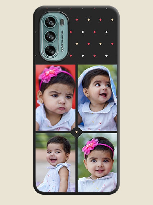 Custom Multicolor Dotted Pattern with 4 Image Holder on Space Black Custom Soft Matte Phone Cases - Moto G62