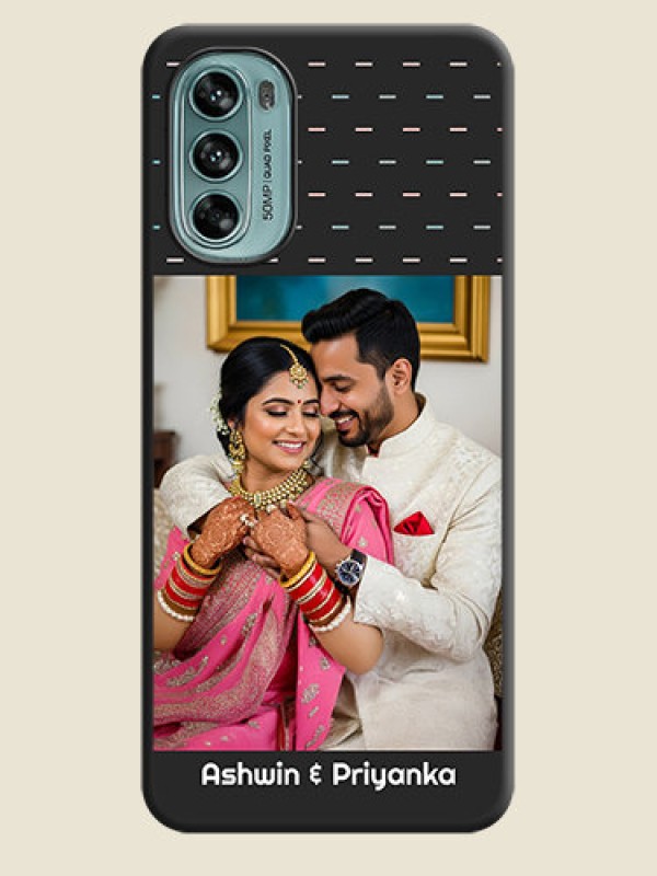 Custom Line Pattern Design with Text on Space Black Custom Soft Matte Phone Back Cover - Moto G62