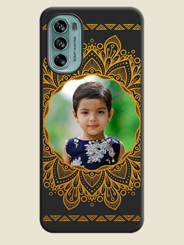 Custom Round Image with Floral Design on Photo on Space Black Soft Matte Mobile Cover - Moto G62