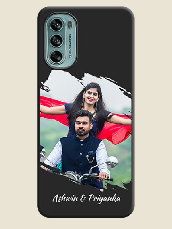 Custom Grunge Brush Strokes on Photo on Space Black Soft Matte Back Cover - Moto G62