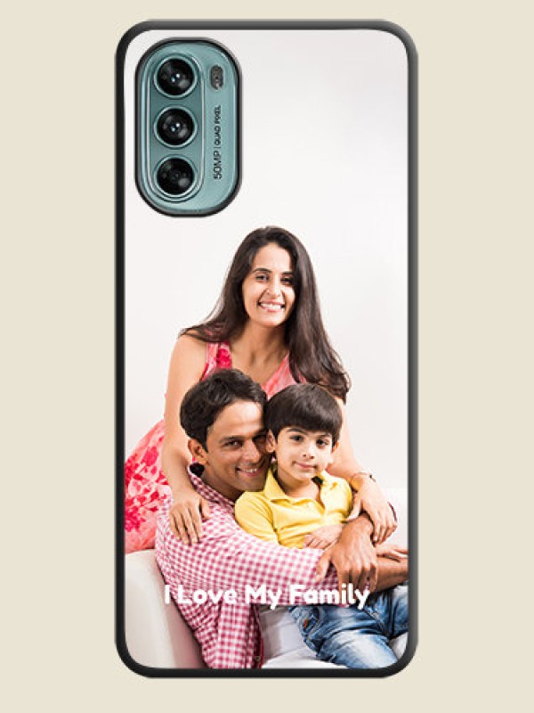 Custom Full Single Pic Upload With Text On Space Black Personalized Soft Matte Phone Covers -Motorola Moto G62