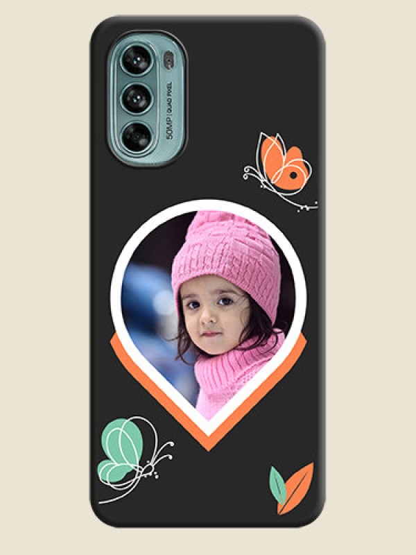 Custom Upload Pic With Simple Butterly Design On Space Black Personalized Soft Matte Phone Covers -Motorola Moto G62