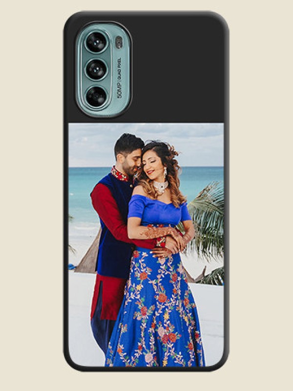 Custom Image Upload With Space Black Color On Custom Soft Matte Mobile Back Cover - Motorola Moto G62