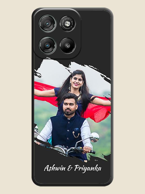 Custom Grunge Brush Strokes on Photo On Space Black Custom Soft Matte Mobile Back Cover - Motorola Moto G67 Power