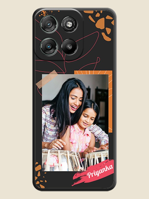 Custom Orange Photo Frame On Space Black Custom Soft Matte Mobile Back Cover - Motorola Moto G67 Power