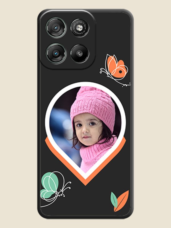 Custom Upload Pic With Simple Butterly Design On Space Black Custom Soft Matte Mobile Back Cover - Motorola Moto G67 Power