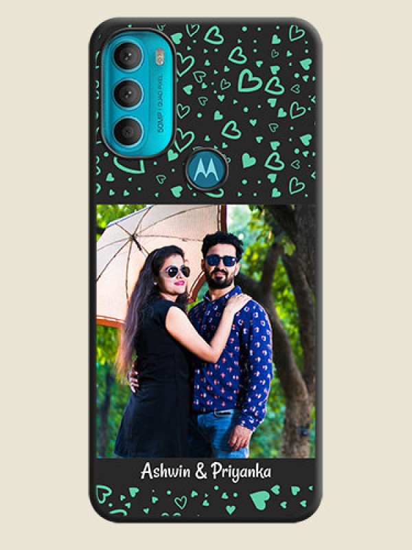 Custom Sea Green Indefinite Love Pattern on Photo on Space Black Soft Matte Mobile Cover - Moto G71 5G