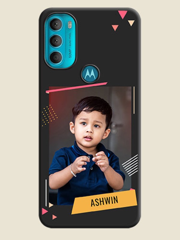 Custom Photo Frame with Triangle Small Dots on Photo on Space Black Soft Matte Back Cover - Moto G71 5G